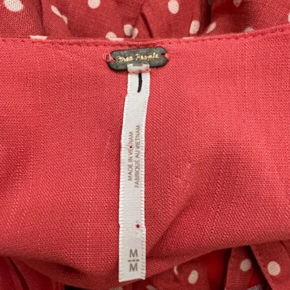 Free People High Strung Short Romper Pink/Red Polka Dots Bows Size M - Picture 7 of 7